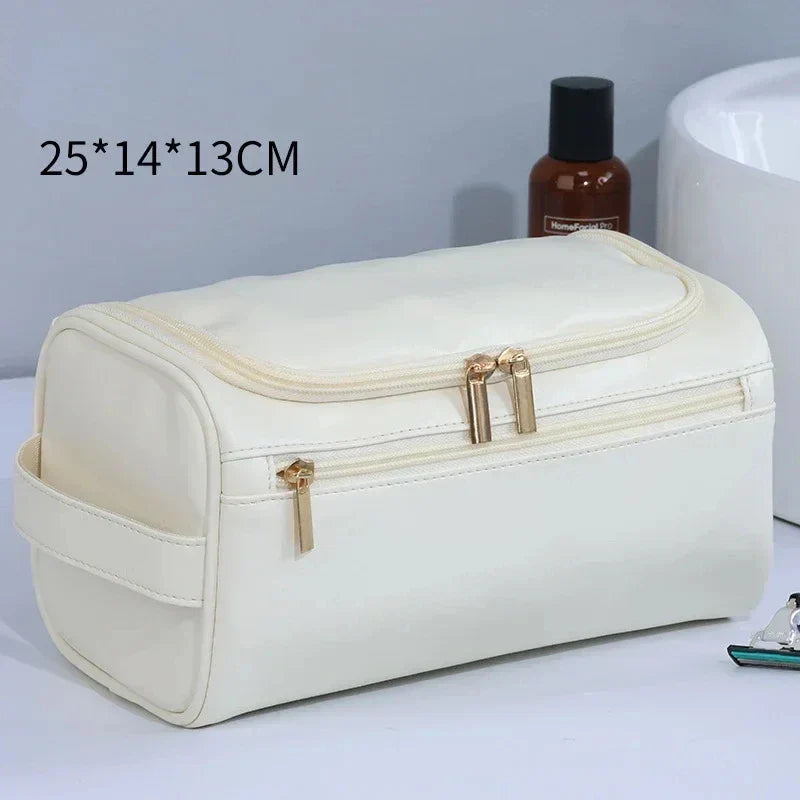 Premium Faux Leather Large Capacity Water-Resistant Travel Toiletry Bag