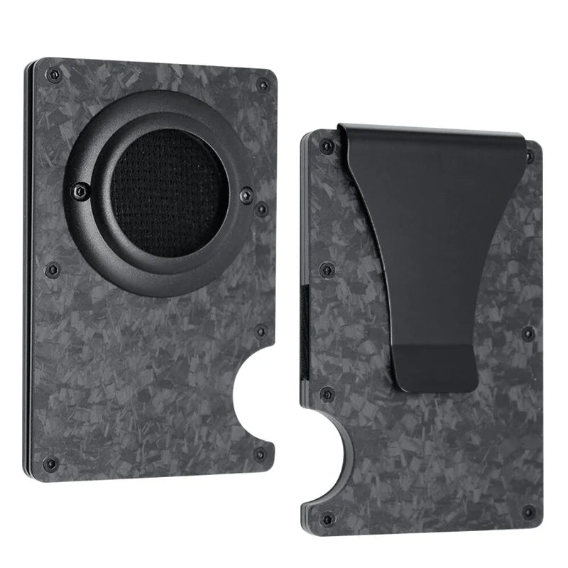 Carbon Fiber RFID Protection Metal Card & Cash Wallet with Air-Tag Holder