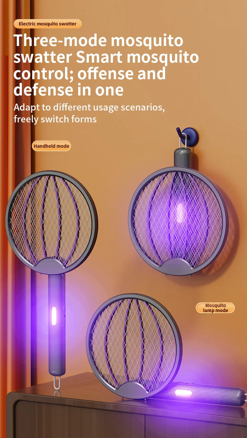 UV Attract 3-in-1 (Handheld / Stand / Wall-Mount) Rechargeable Mosquito Swatter