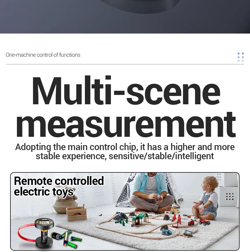 SlotFree Open-Fit Magnetic Multi-Battery Tester with Self-Powered LCD Display