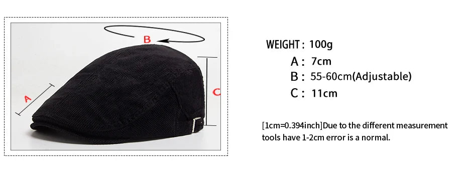 Vintage Corduroy Front and Back Wear Newsboy Flat Cap