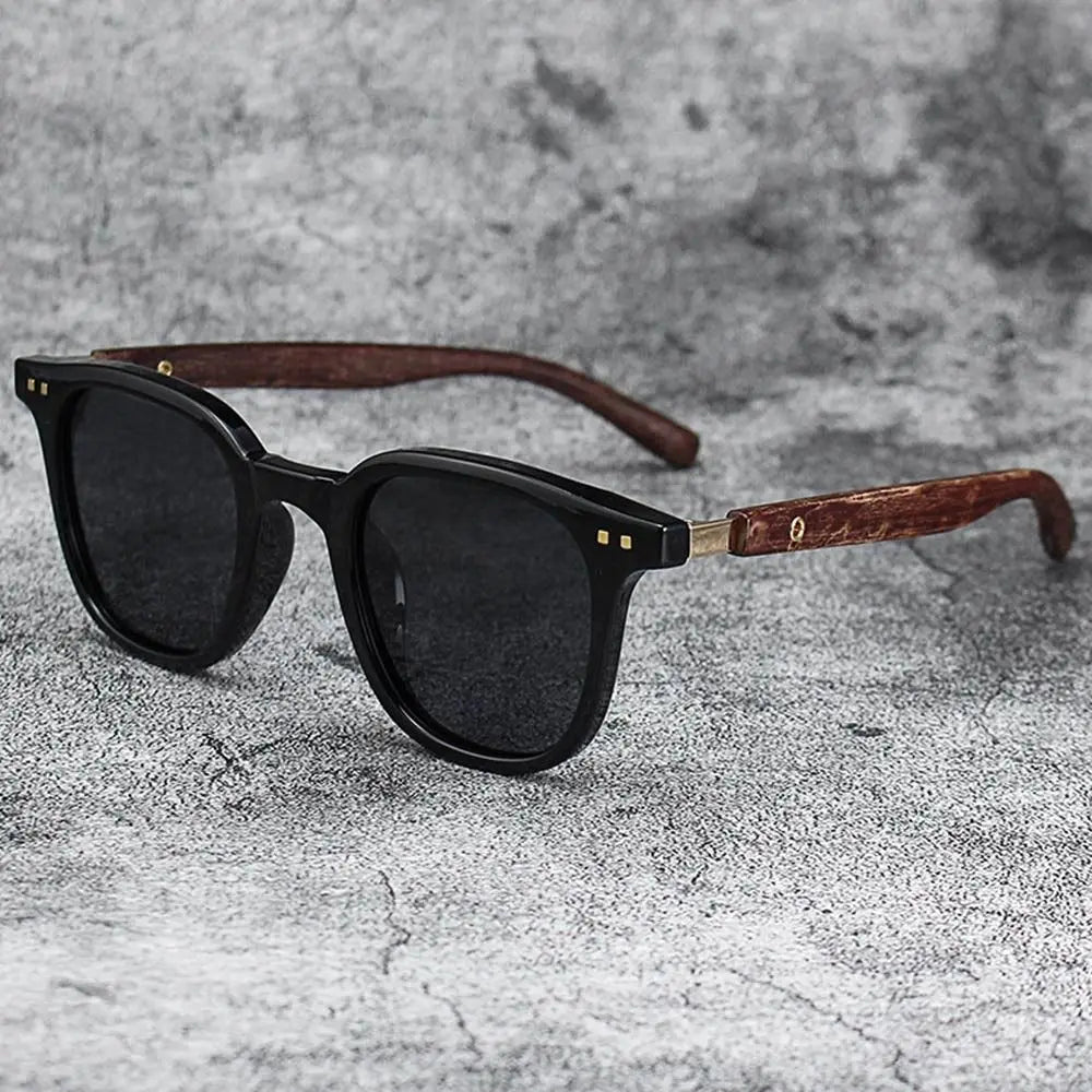 Trendy Retro Wood Grain Unisex Polarized UV Protection Sunglasses