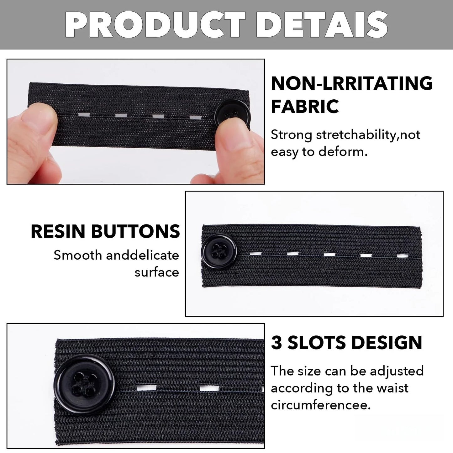 No-Sew Button Pant Expanders-Smart Comfort Waistband Adjustment Set (5-Pack)