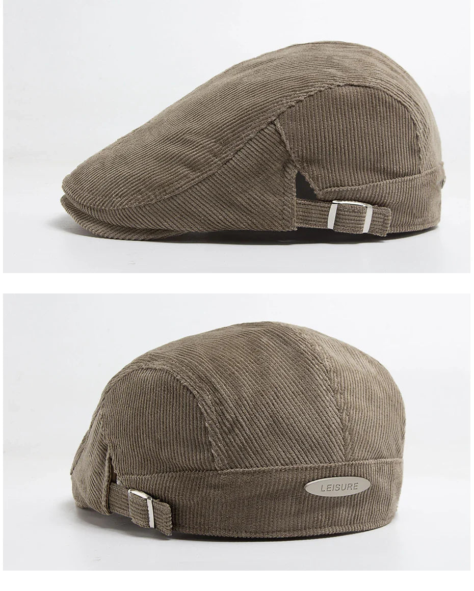 Vintage Corduroy Front and Back Wear Newsboy Flat Cap