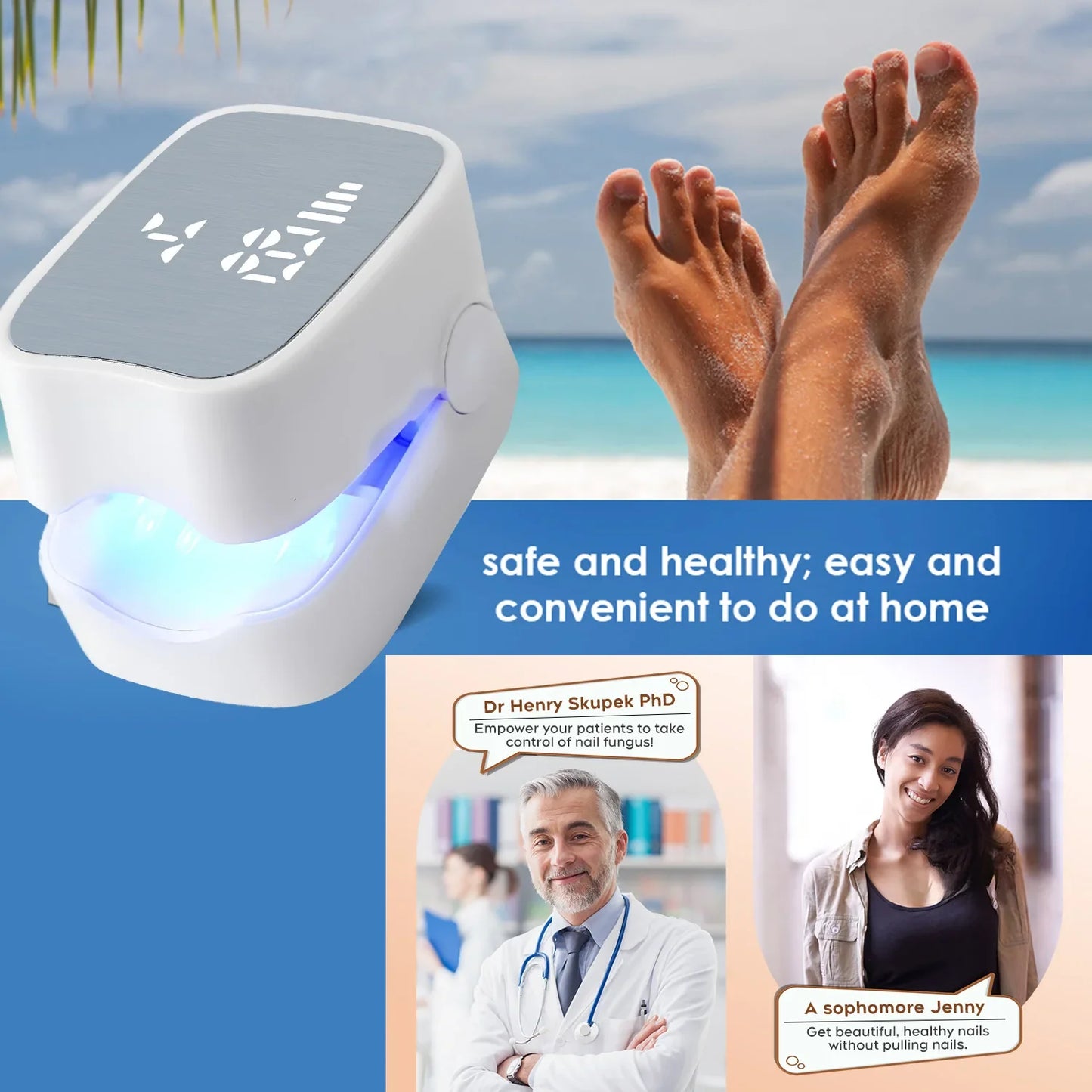Rechargeable Infrared + Blue Light Fingernails & Toenails Fungus Treatment Device