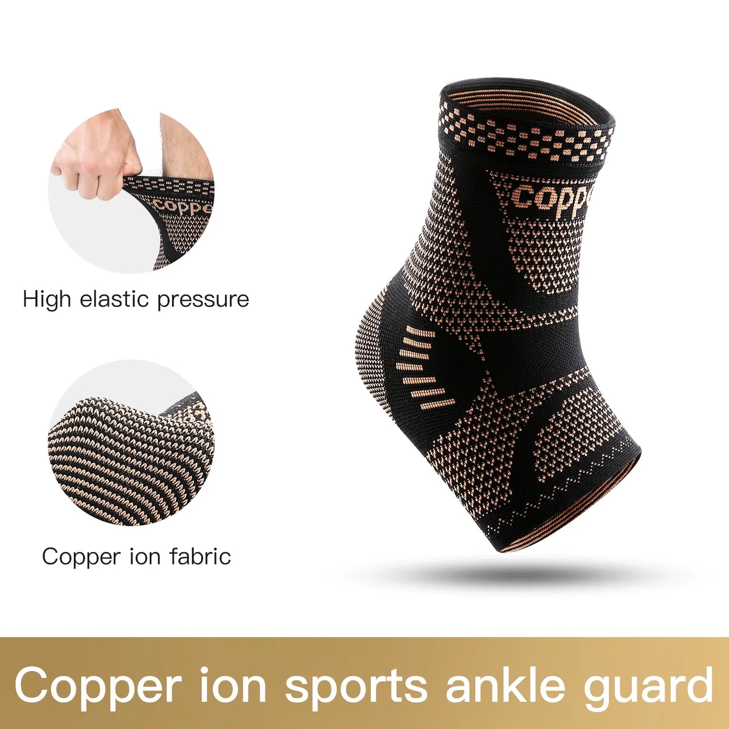 Medical-Grade Copper-Infused Fabric Ankle Brace for Pain Relief & Fast Recovery