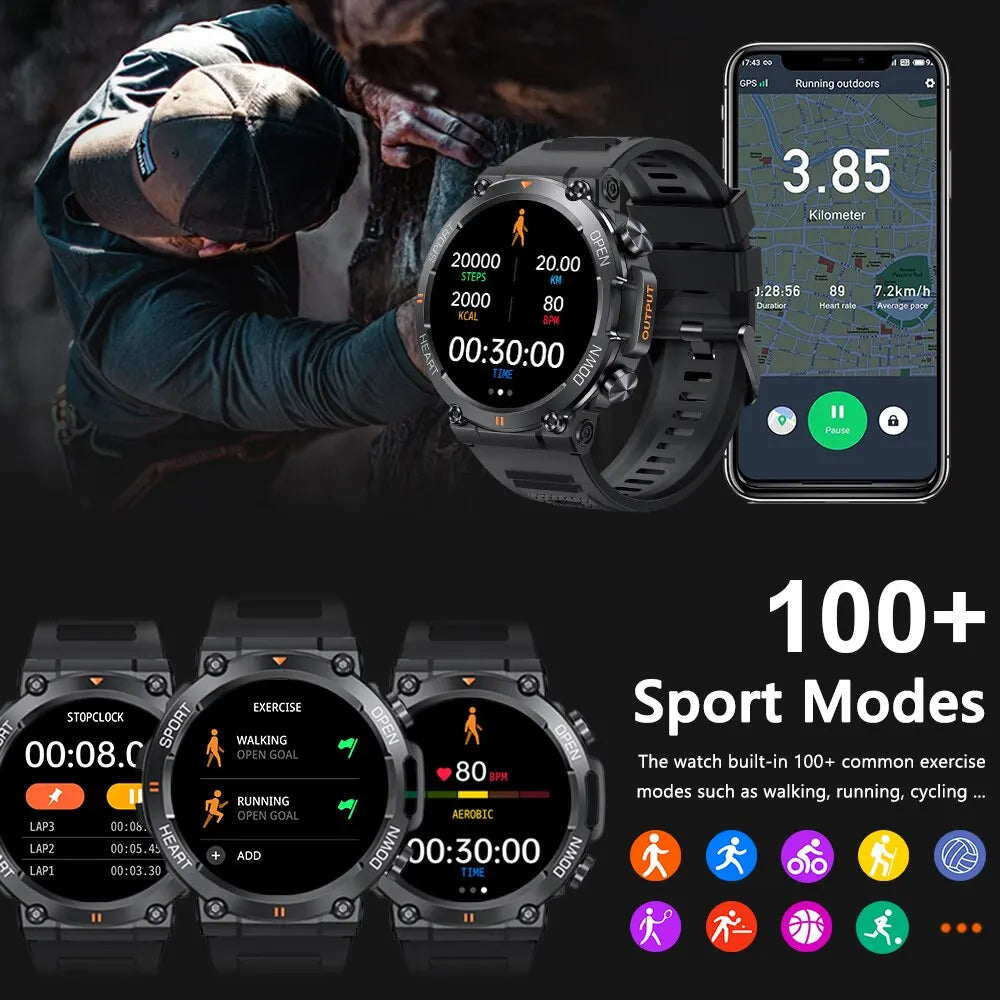 Ultra Durable Construction HD Bluetooth Health Tracker Smartwatch For Android & IOS