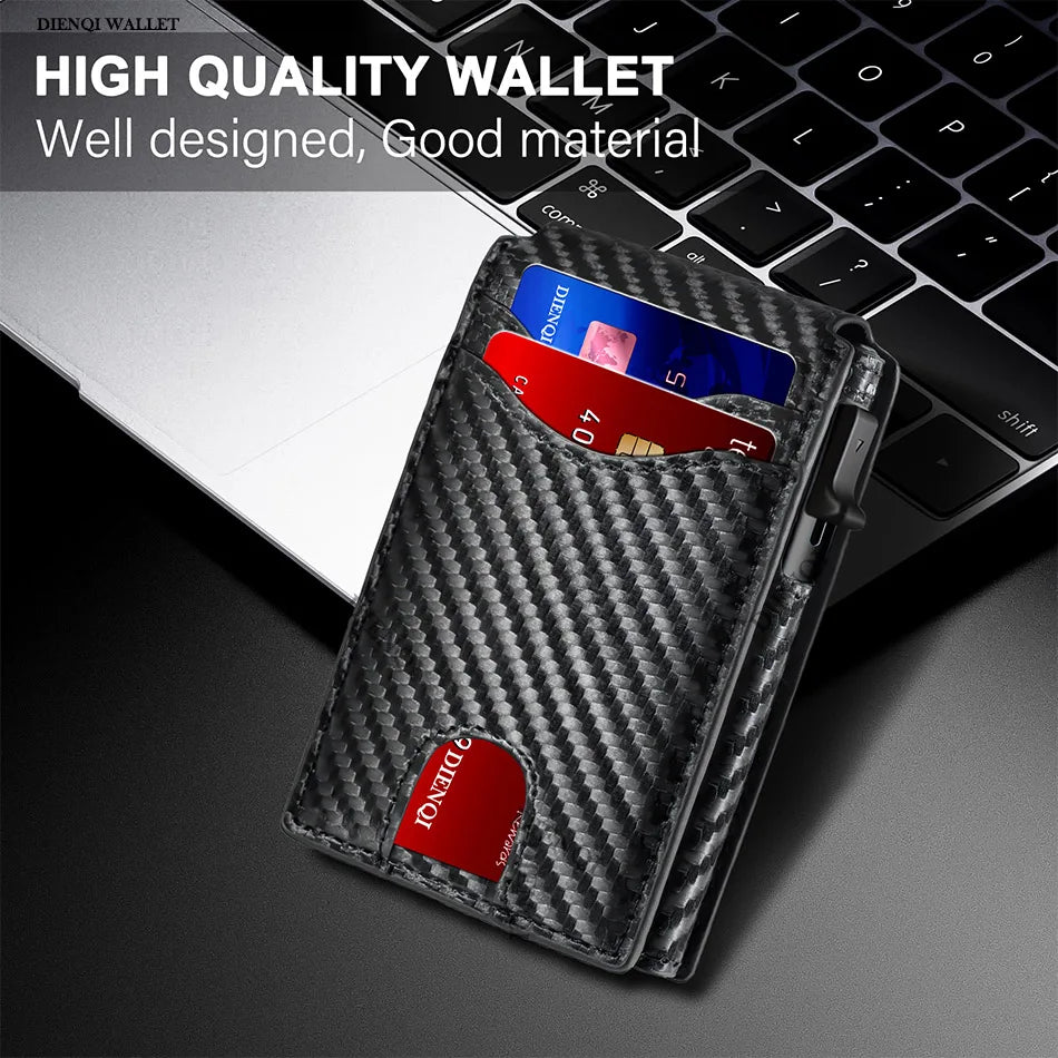 Premium Carbon Fiber RFID Protection Quick-Access Credit Card Holder Wallet