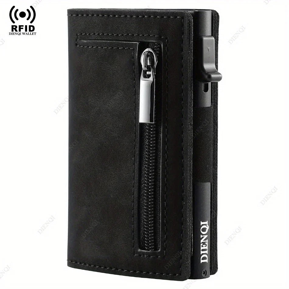 Effortless Access RFID Blocking Zippered Coins Pocket & Magnetic Closure Wallet