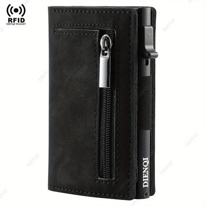 Effortless Access RFID Blocking Zippered Coins Pocket & Magnetic Closure Wallet
