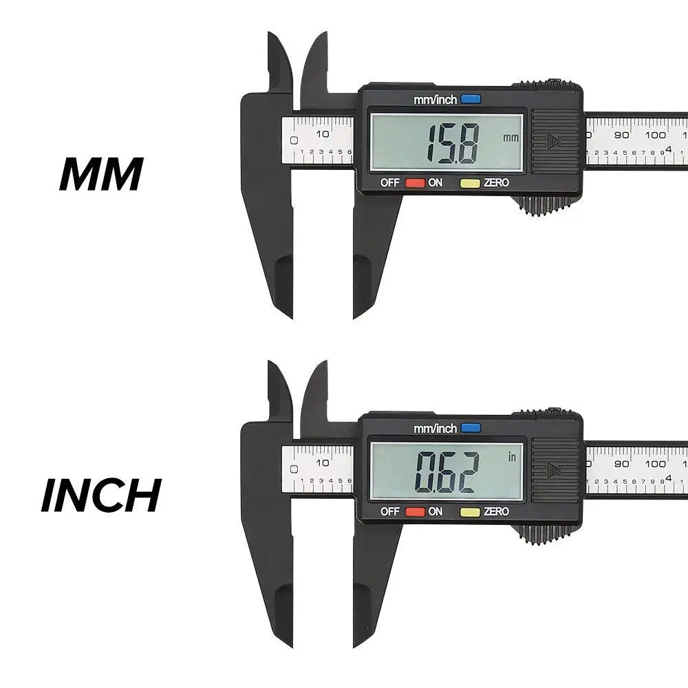 Electronic Digital mm/in Carbon Fiber Caliper with Large LCD Display