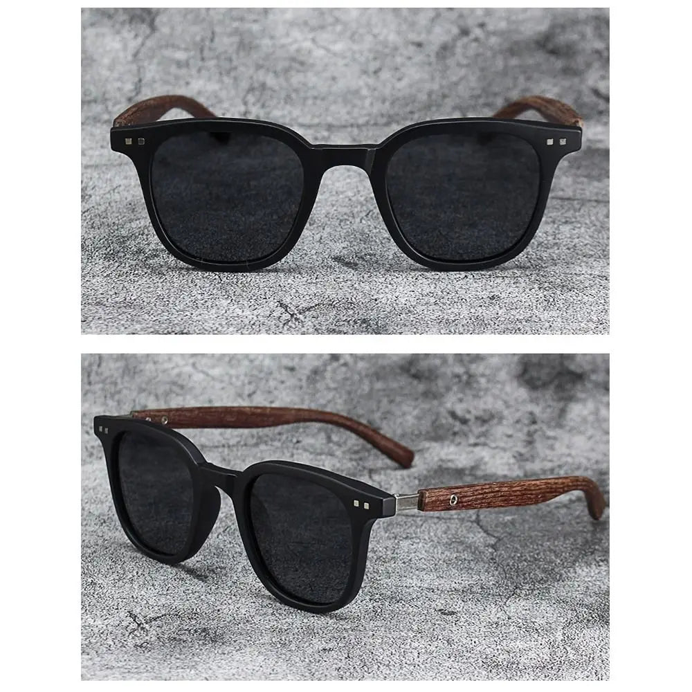 Trendy Retro Wood Grain Unisex Polarized UV Protection Sunglasses