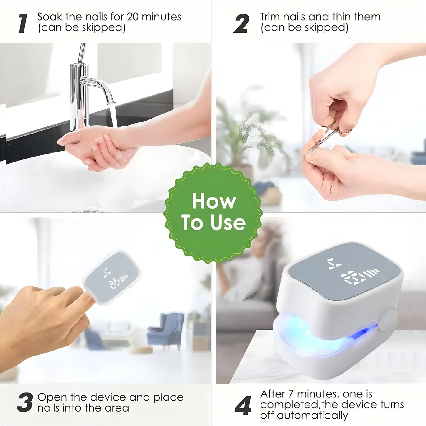 Rechargeable Infrared + Blue Light Fingernails & Toenails Fungus Treatment Device