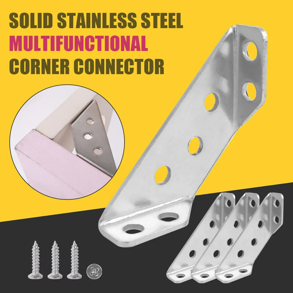 Versatile Use Stainless Steel Furniture Brackets Corner Connector (10pcs)