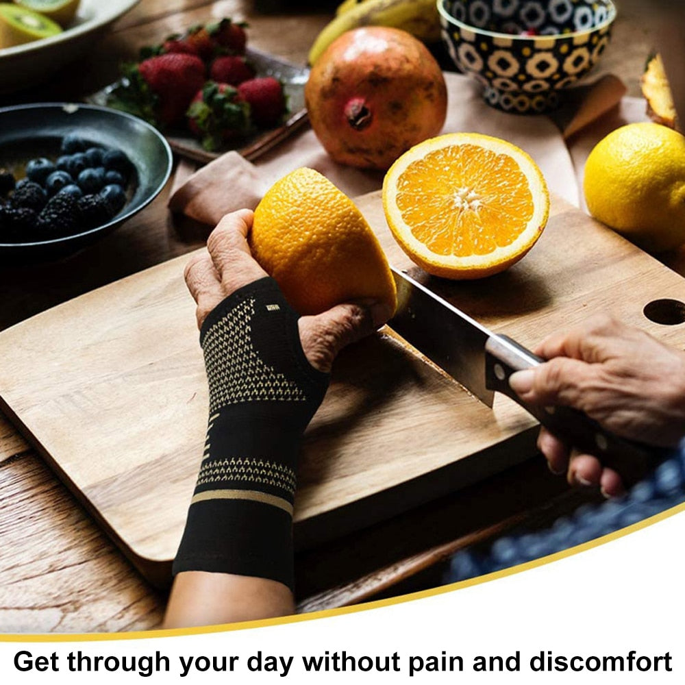 Copper Fabric Arthritis Compression Wrist Brace / Glove