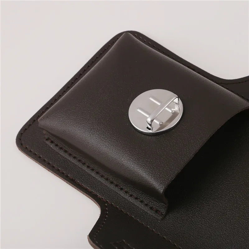 Vintage Multi-Layer Belt Phone Holster with Key Hook & Front Pocket
