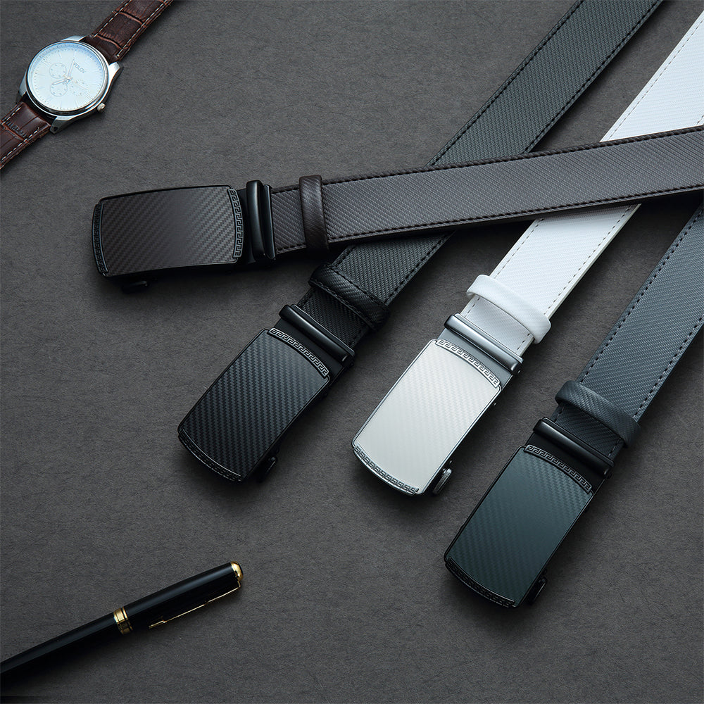 Holes-Free One-Handed Operation Micro-Adjustable Genuine Leather Belt