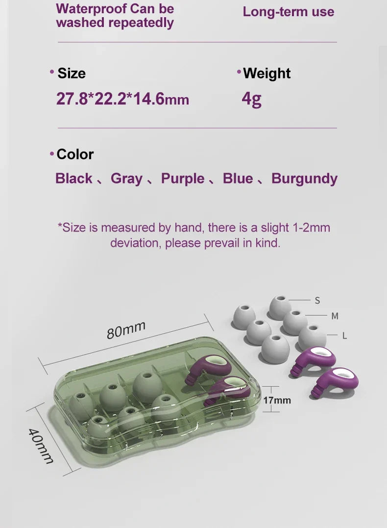 Ergonomic Silicone Noise-Reducing Reusable Waterproof Earplugs