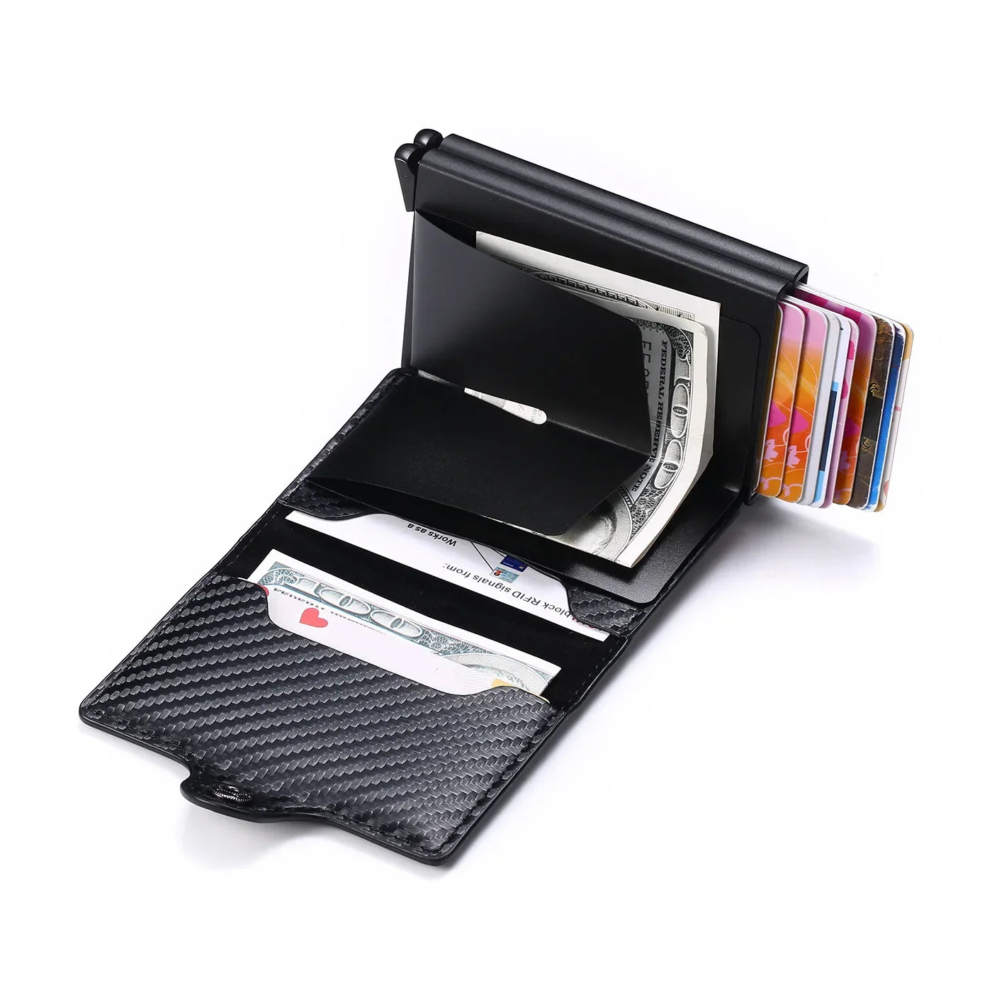 DoubleDeck 14 Cards Quick Pop-Up Access RFID Protection Mini Wallet