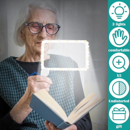 Handheld High Clarity 5X Magnifying Foldable Reading Magnifier With 48 LED Lights
