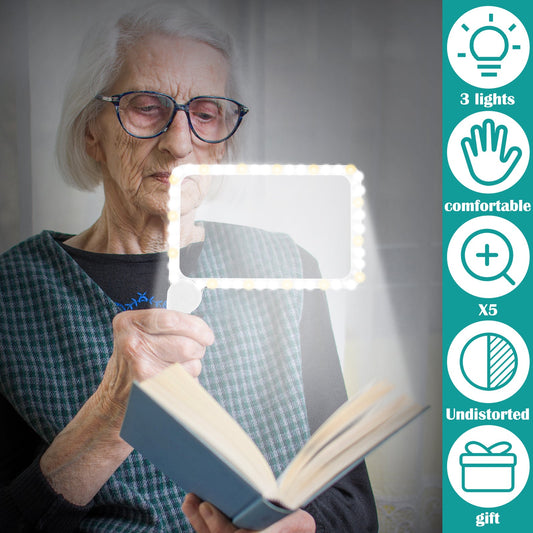 Handheld High Clarity 5X Magnifying Foldable Reading Magnifier With 48 LED Lights
