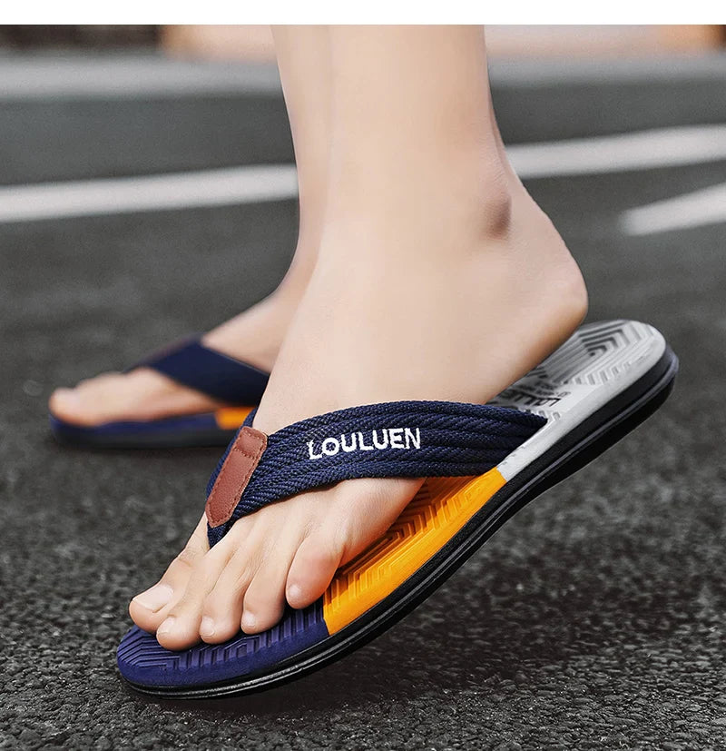 Waterproof & Anti-Slip Flexible Men's Cushioned Summer Flip Flops
