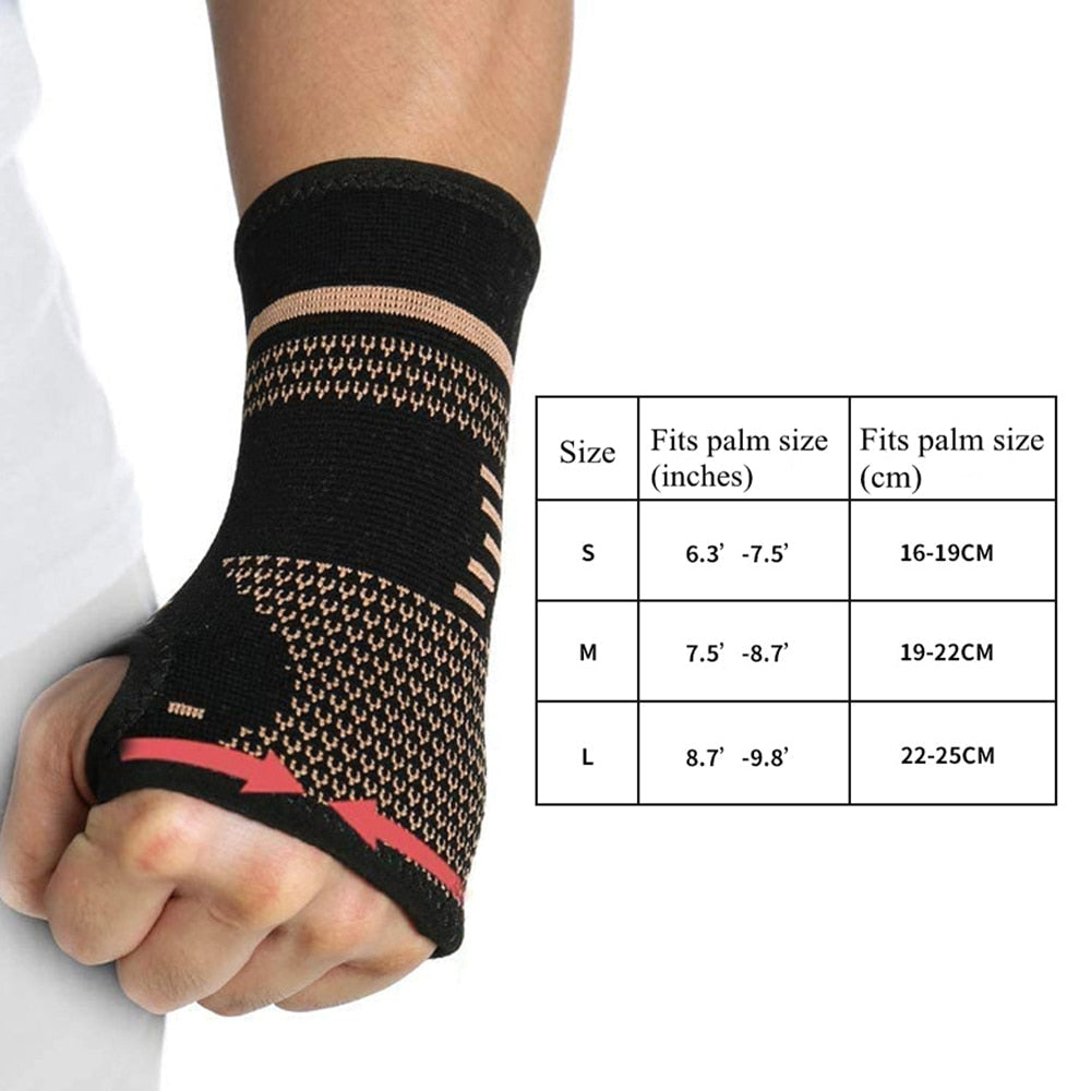 Copper Fabric Arthritis Compression Wrist Brace / Glove
