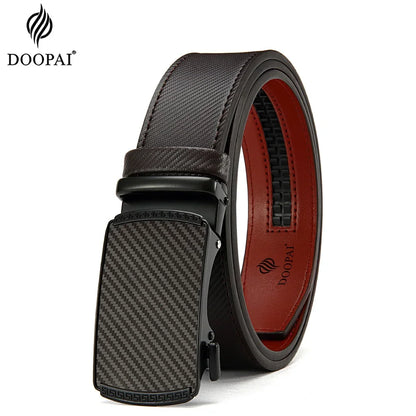 Holes-Free One-Handed Operation Micro-Adjustable Genuine Leather Belt