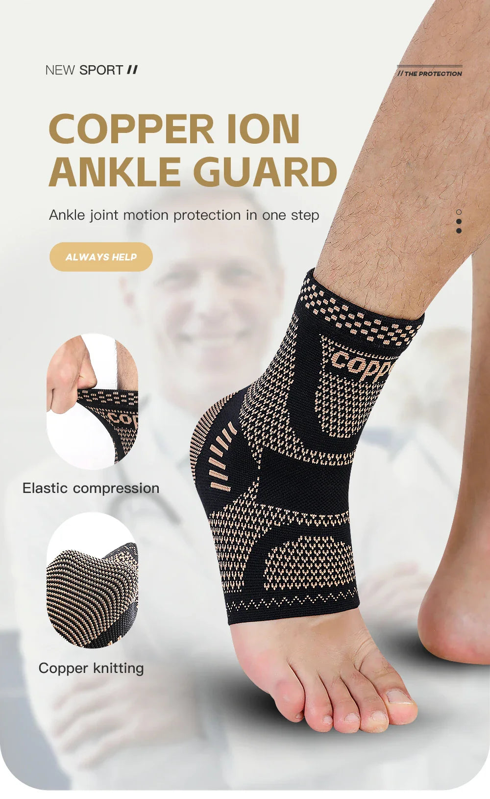 Medical-Grade Copper-Infused Fabric Ankle Brace for Pain Relief & Fast Recovery