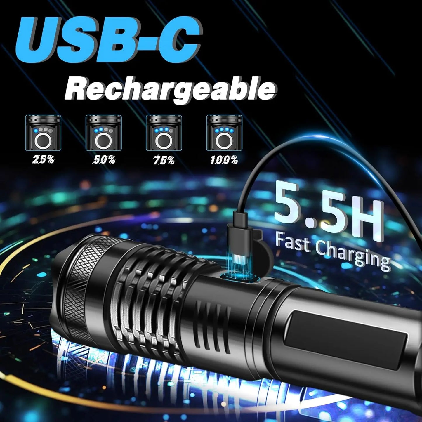 Ultra -Powerful Telescopic Zoom Impact Resistant LED Flashlight