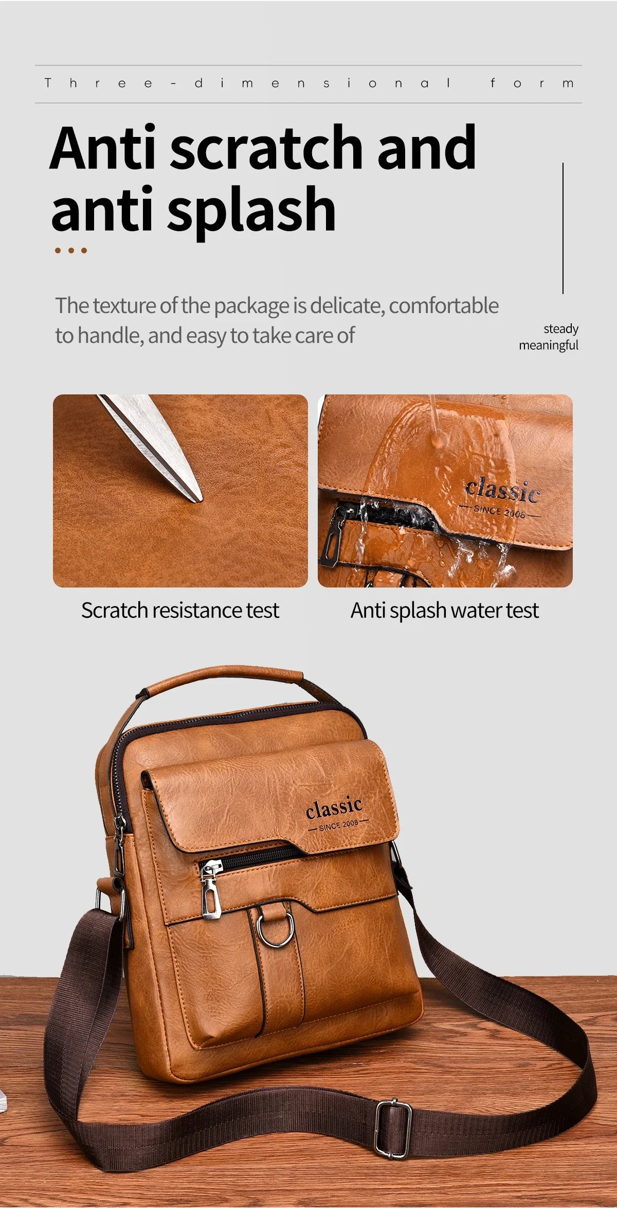 Vintage Textured Messenger Bag – Lightweight Compact & Practical