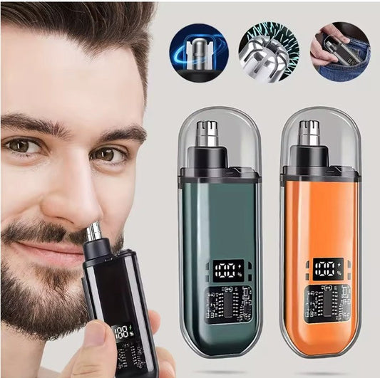 Professional 2 In 1 Rechargeable Ear & Nose Hair Trimmer Clipper with Battery Display