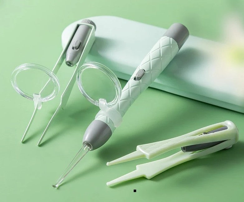 Extra-Safe Family Ear Cleaning Kit with LED Light, Magnifier, Tweezers & Multiple Spoon Heads