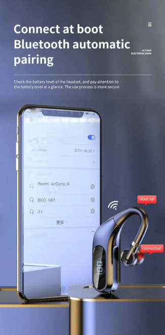 Led Digital Display HD Sound & Noise Reduction In-Ear Headset