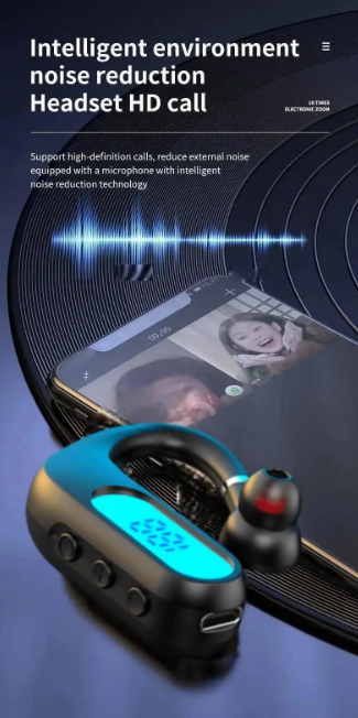 Led Digital Display HD Sound & Noise Reduction In-Ear Headset