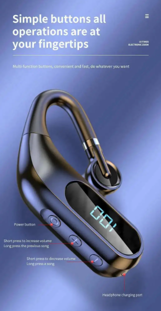 Led Digital Display HD Sound & Noise Reduction In-Ear Headset