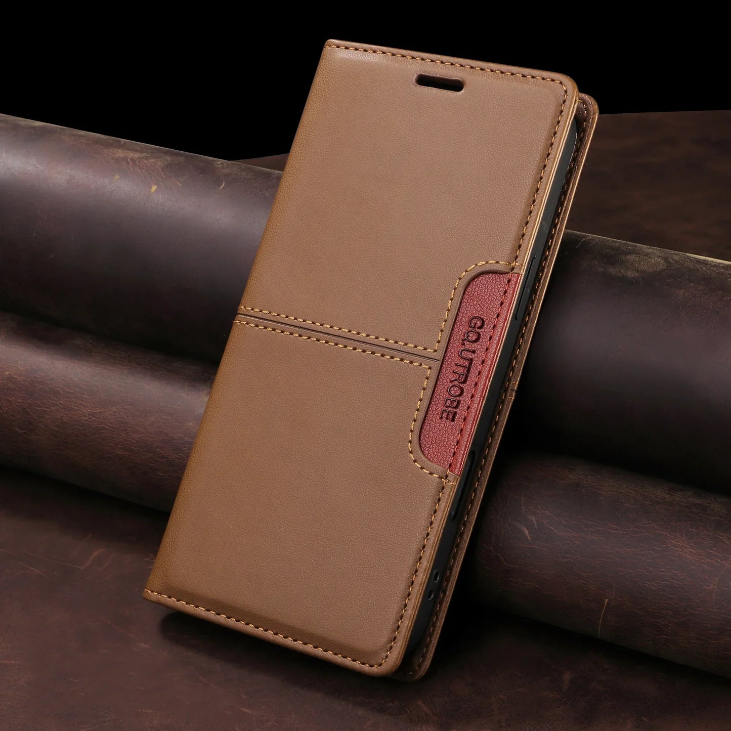 RFID Blocking Magnetic Leather Wallet Flip Case with Stand for iPhone
