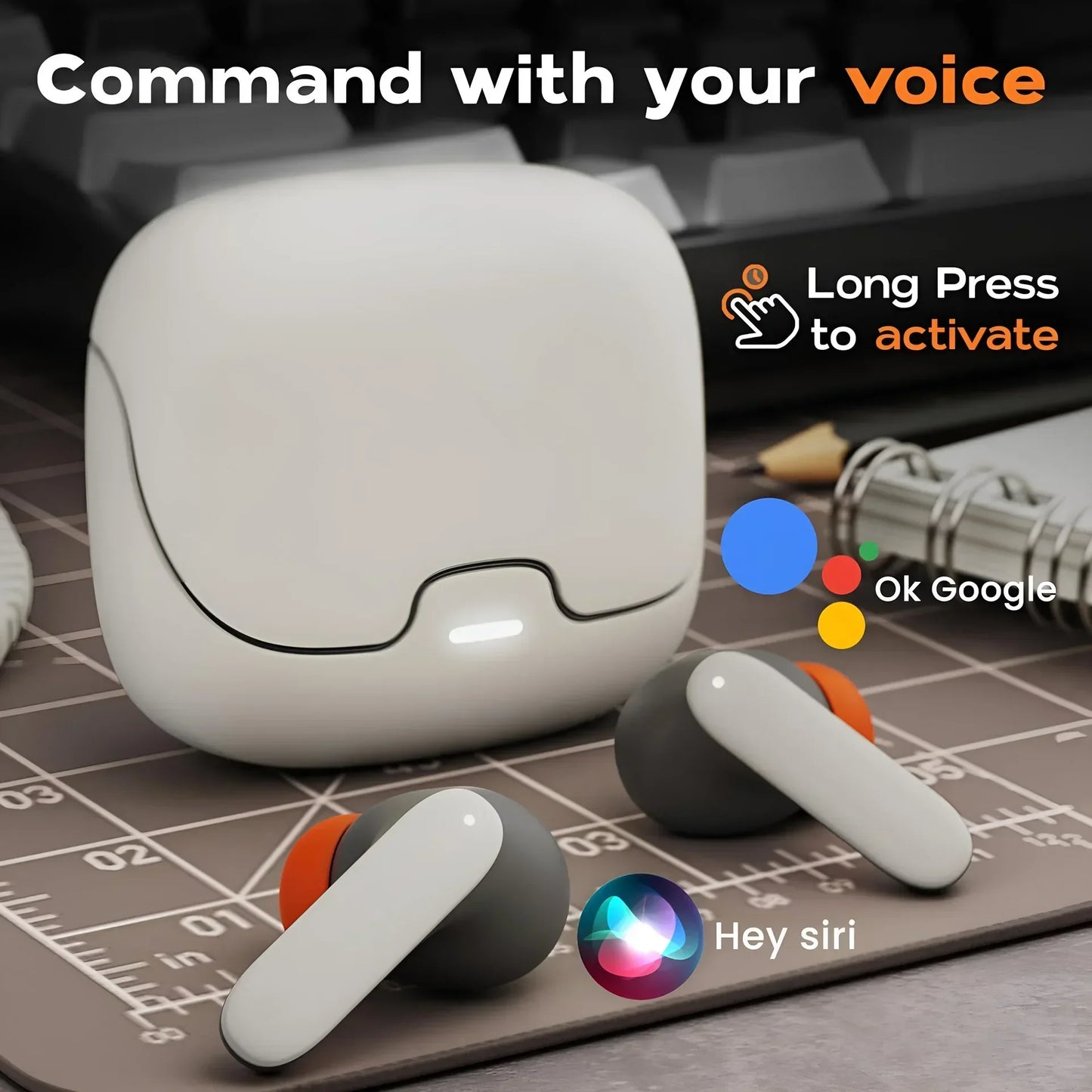 TWS Dual Microphone Earphones with Active Noise Cancellation & Ultra-low Latency