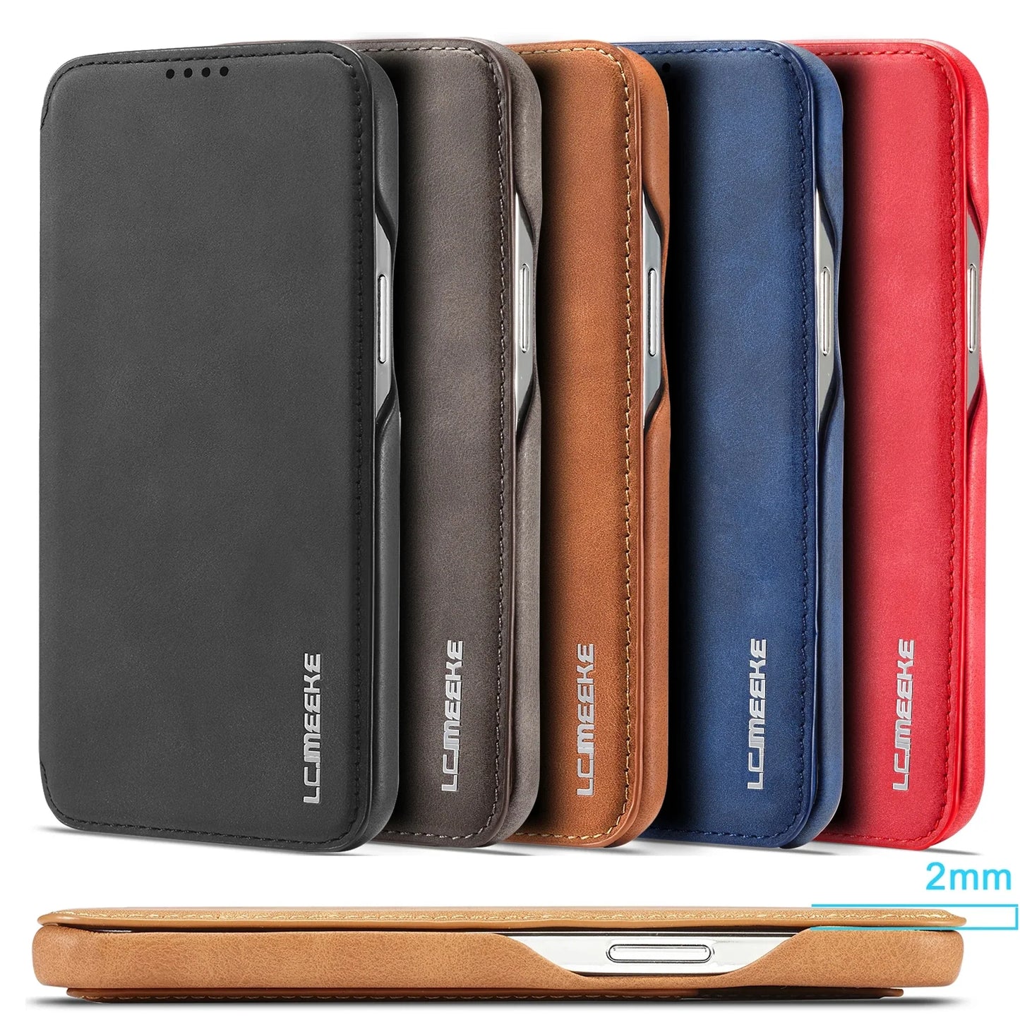 LuxeGuard Slim & Lightweight Flip Wallet Case for iPhone with Kickstand