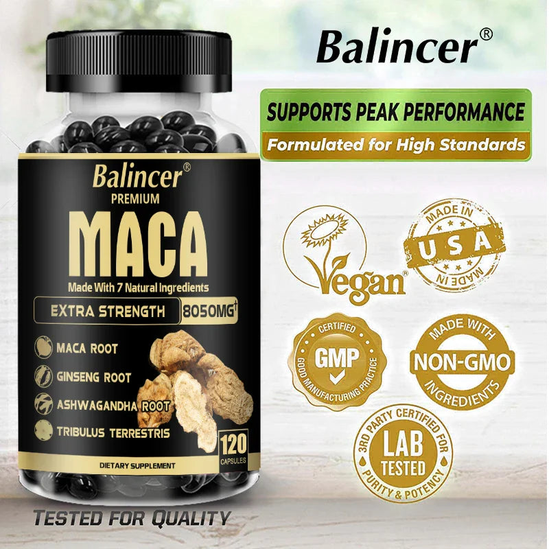 Extra Strength 7-in-1 Herbal Extracts Maca Root Blend for Male Vitality & Overall Wellness