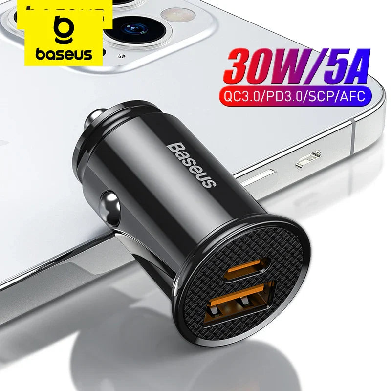 Baseus 30W Quick Charge 4.0 Dual Simultaneous Charging Universal Car Charger