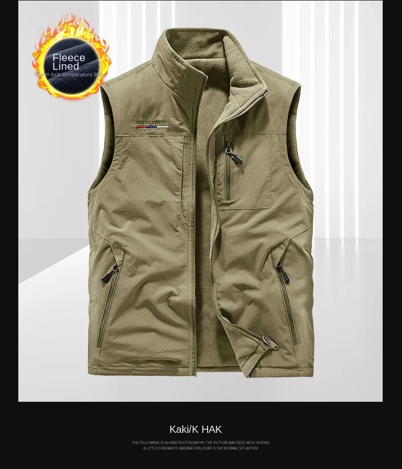 Casual Thermal Double-Sided Wear Multi-Pocket Men's vest