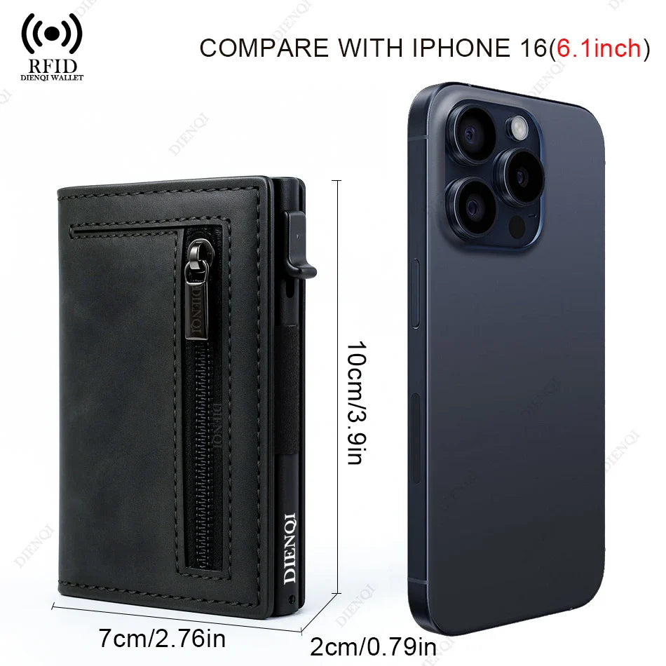 Effortless Access RFID Blocking Zippered Coins Pocket & Magnetic Closure Wallet