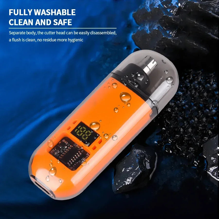 Professional 2 In 1 Rechargeable Ear & Nose Hair Trimmer Clipper with Battery Display