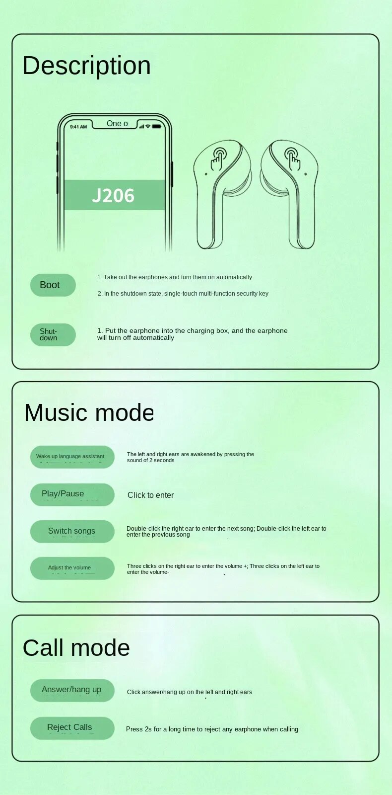 Bluetooth 5.0 Noise Reduction Earbuds with Crystal Charging Led Case