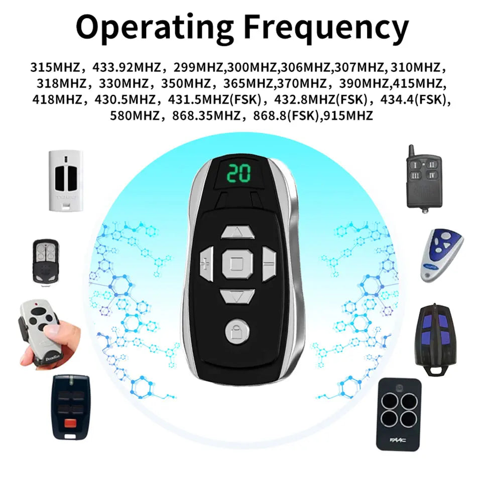 GateMaster 20-Channel Rechargeable 300–915MHz Frequency Smart Remote Duplicator