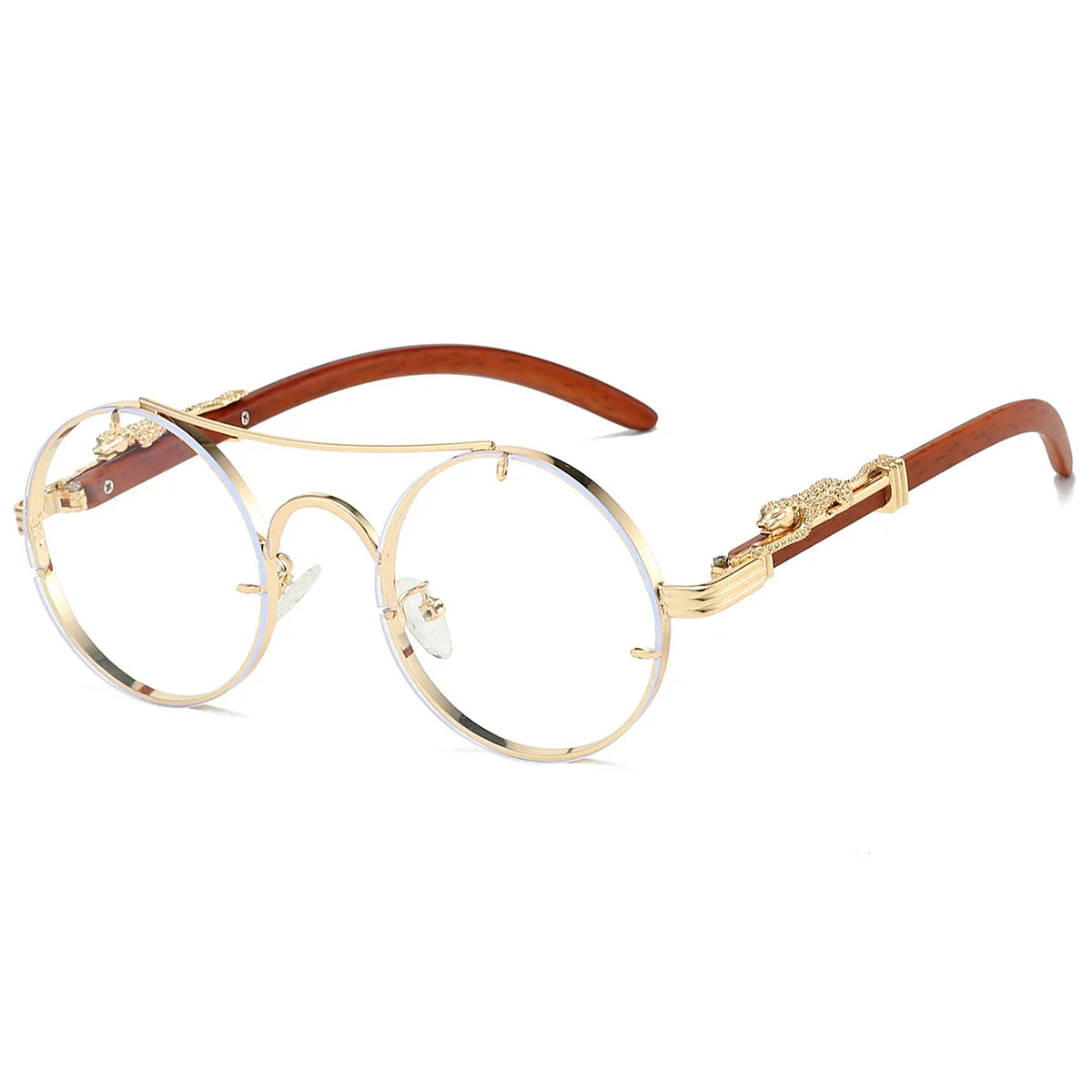 KAMMPT Vintage Double Bridge Gradient Multicolor Lenses Round Luxury Sunglasses