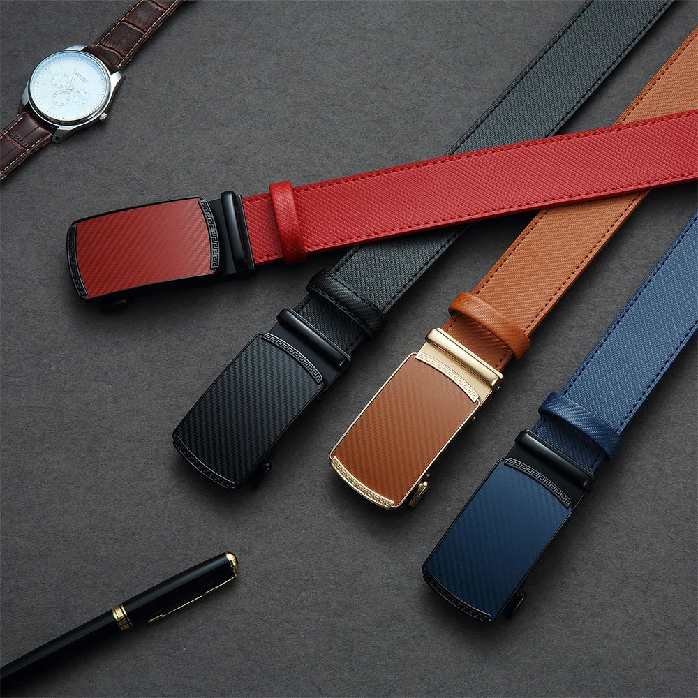 Holes-Free One-Handed Operation Micro-Adjustable Genuine Leather Belt