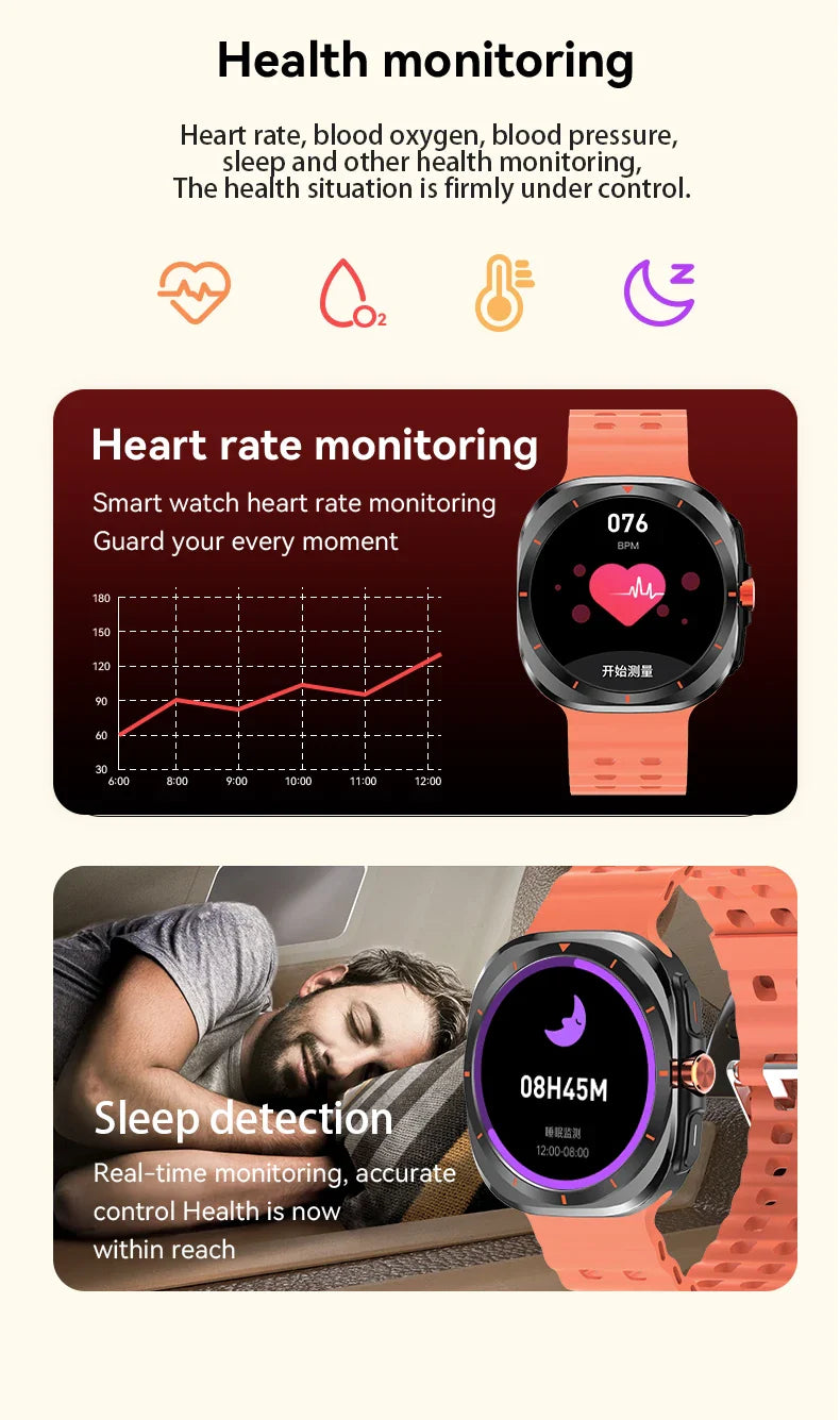 SeniorSafe Large Display Health Monitoring & Emergency SOS Senior Friendly Smartwatch