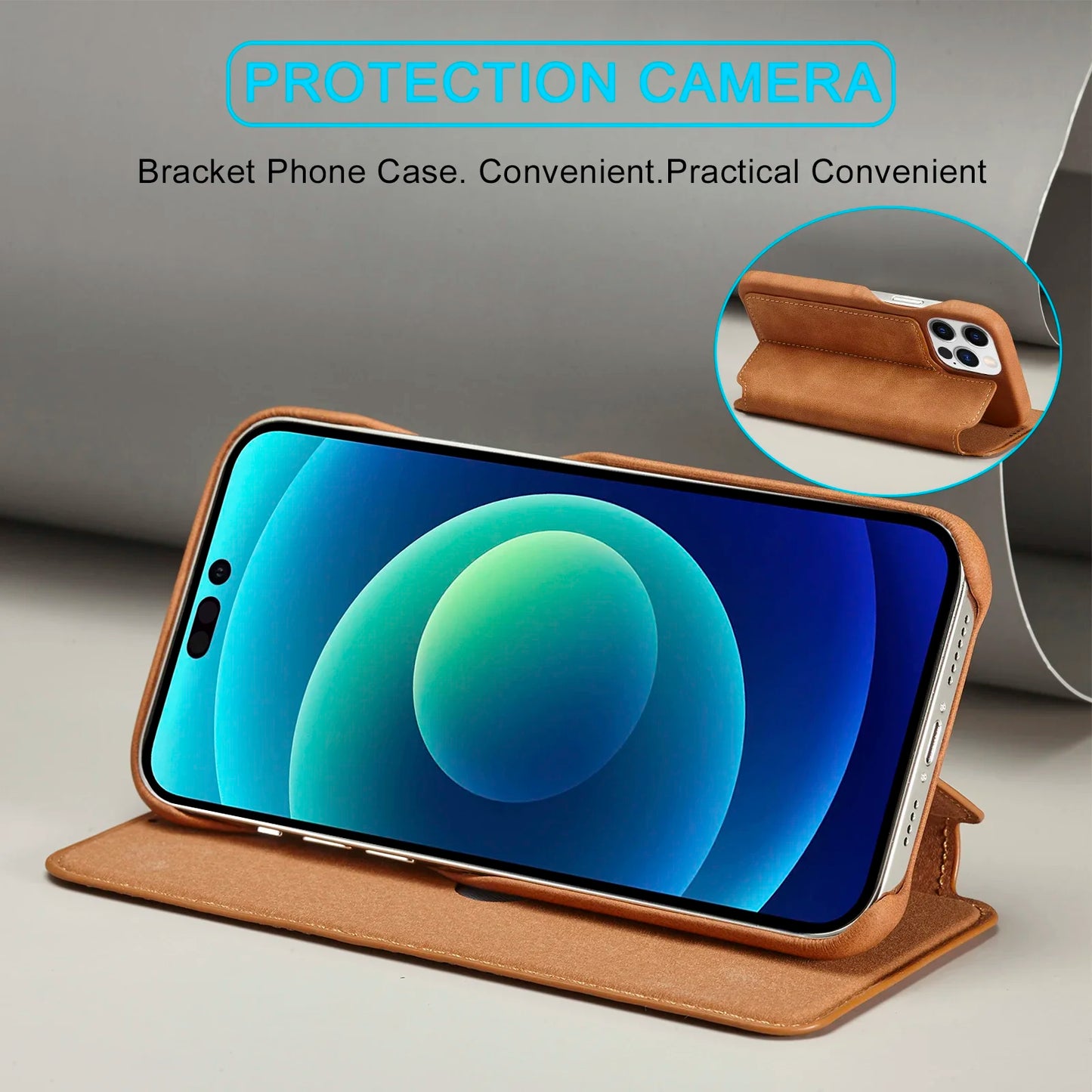 LuxeGuard Slim & Lightweight Flip Wallet Case for iPhone with Kickstand